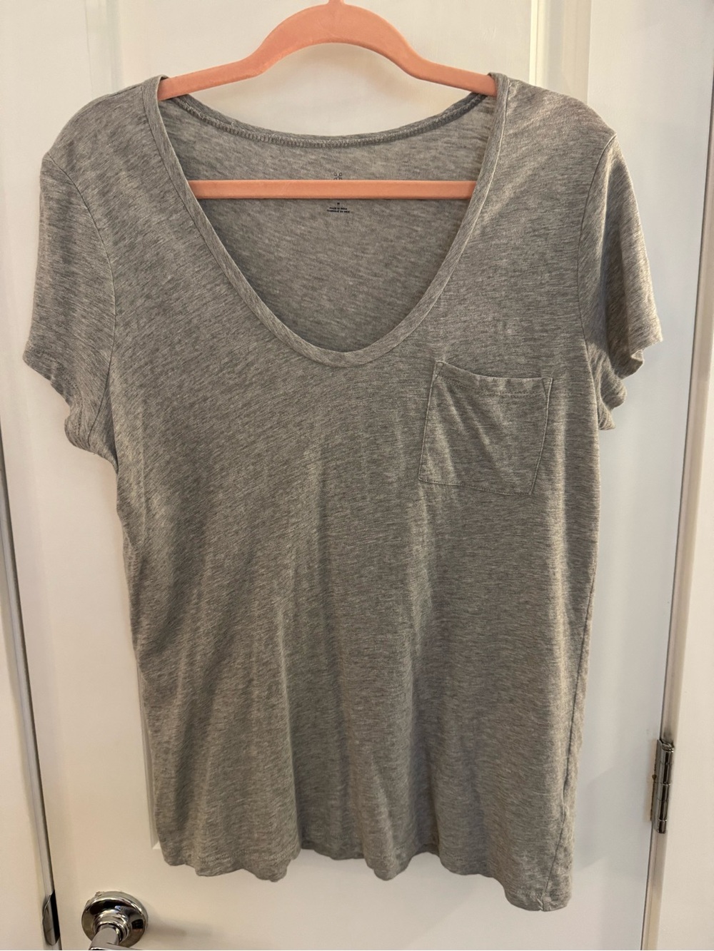 Caslon Heather Gray Scoop Neck Pocket Tee